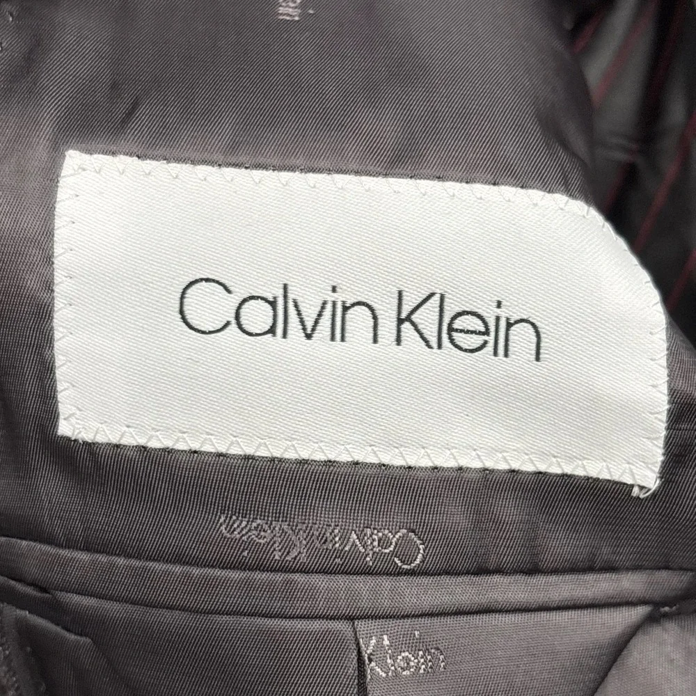 Calvin Klein Mens 42R Brown Plaid 100% Wool Natural Stretch Blazer Sport Coat